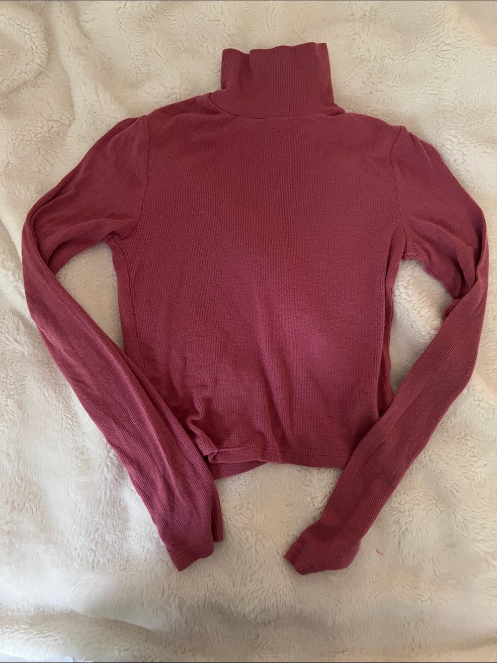 Wilfred Aritzia Ribbed Turtleneck Long Sleeve Top - Rosewood